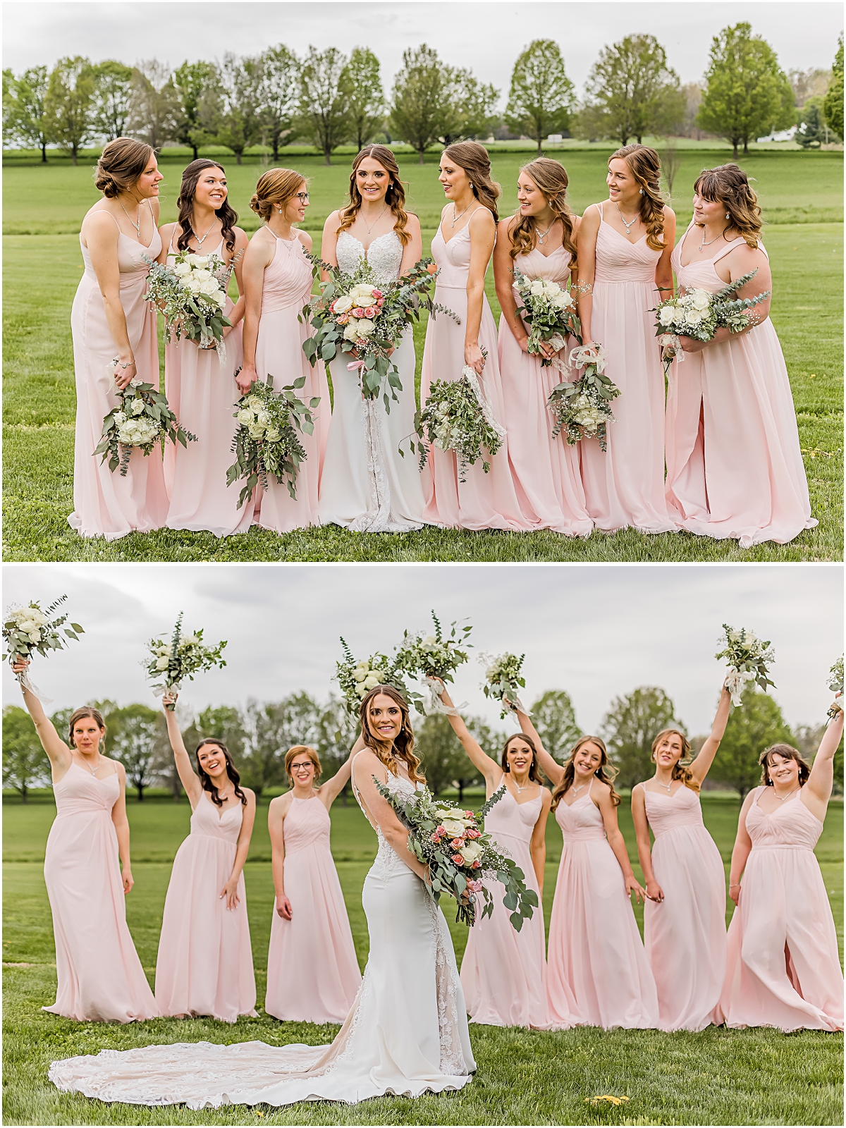 Ashleigh and bridesmaids holding bouquets