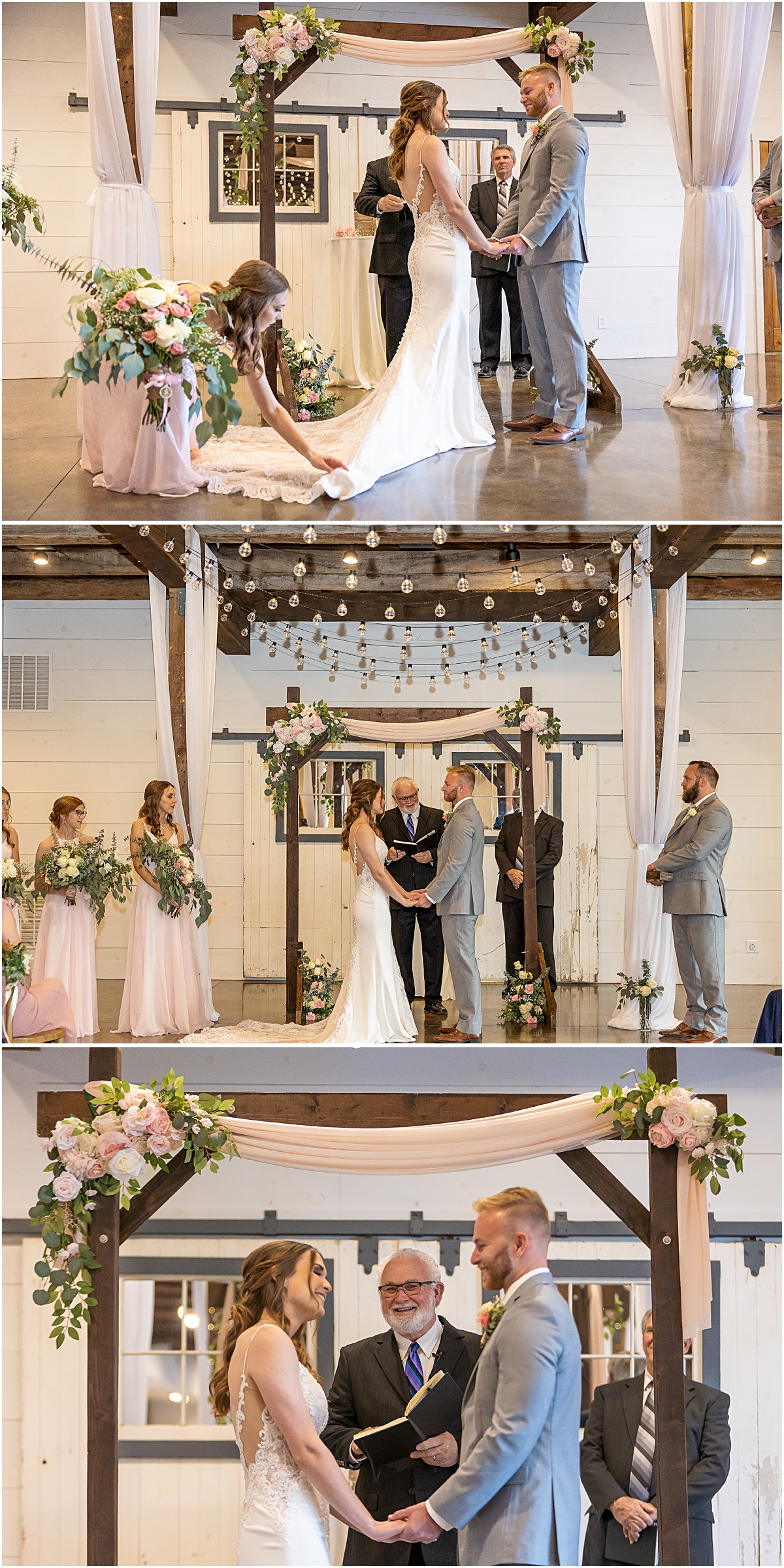 Collage of Ashleigh and Zach getting married