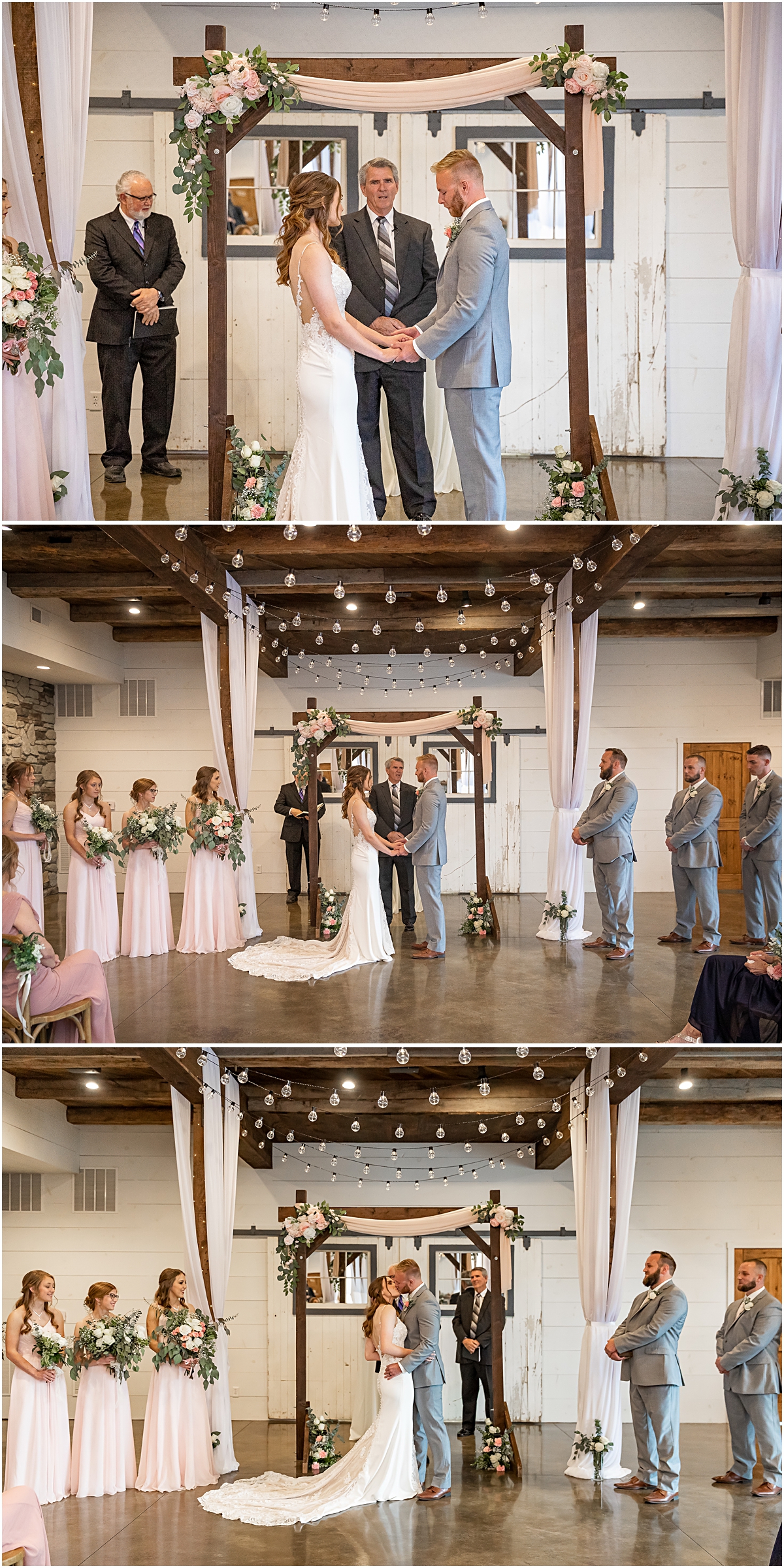 Collage of Ashleigh and Zach saying vows during Weyers Cave VA Wedding