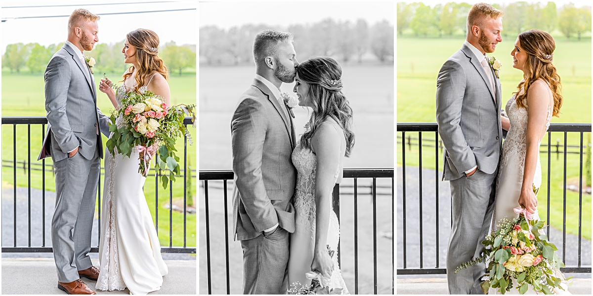 Collage of Zach and Ashleigh posing for bridal portraits during Weyers Cave VA Wedding