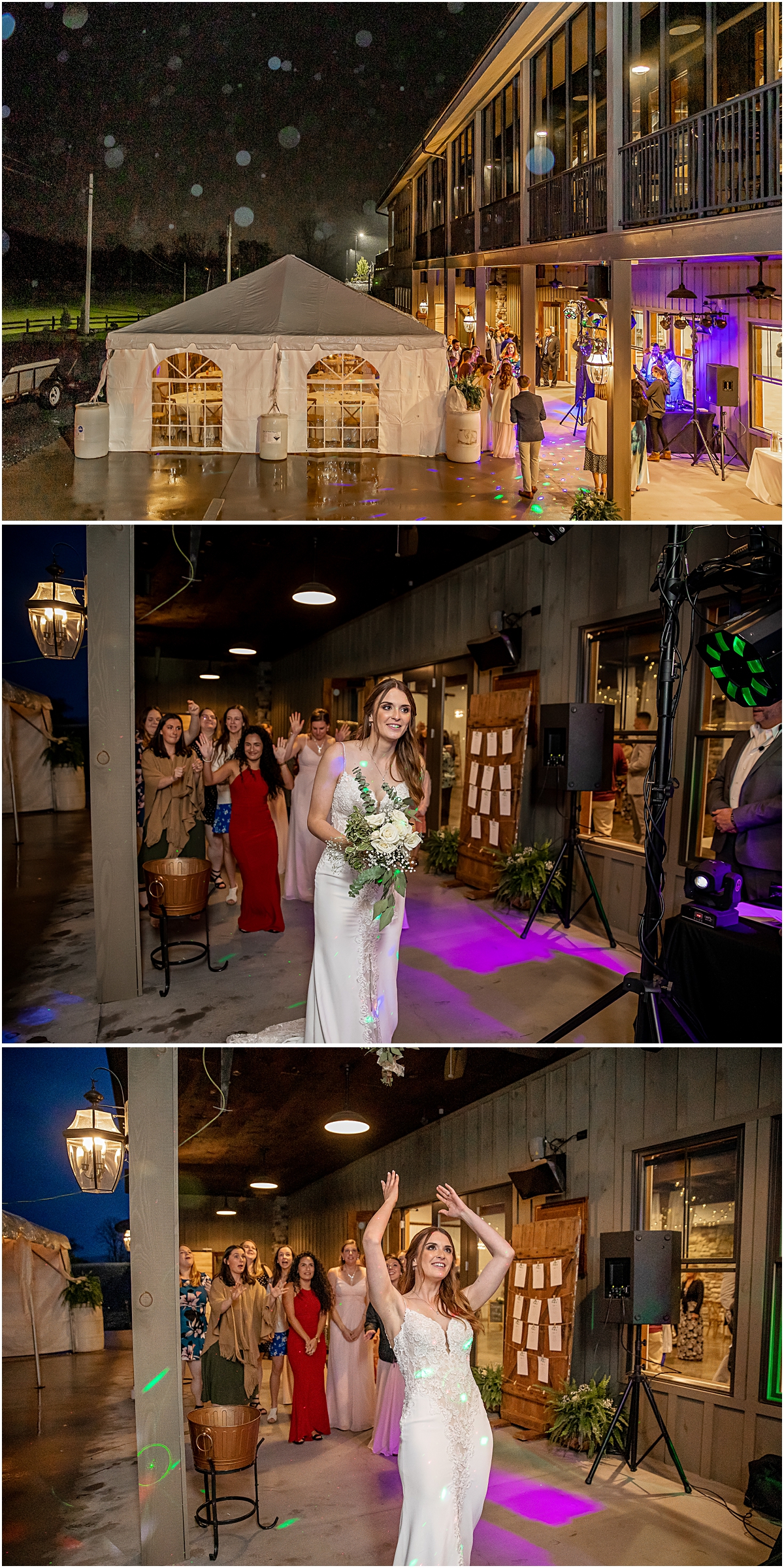 Bouquet toss collage