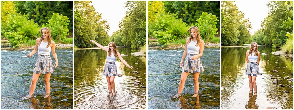 Collage of Brooke posing in a stream 