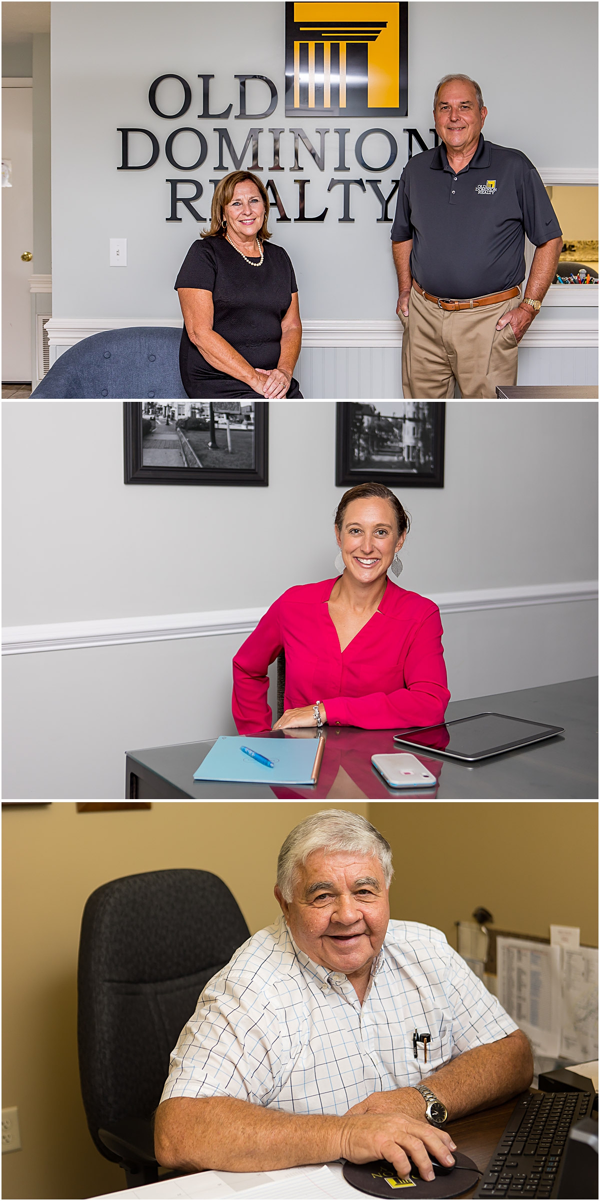 Collage of professional headshots done at Old Dominion Realty