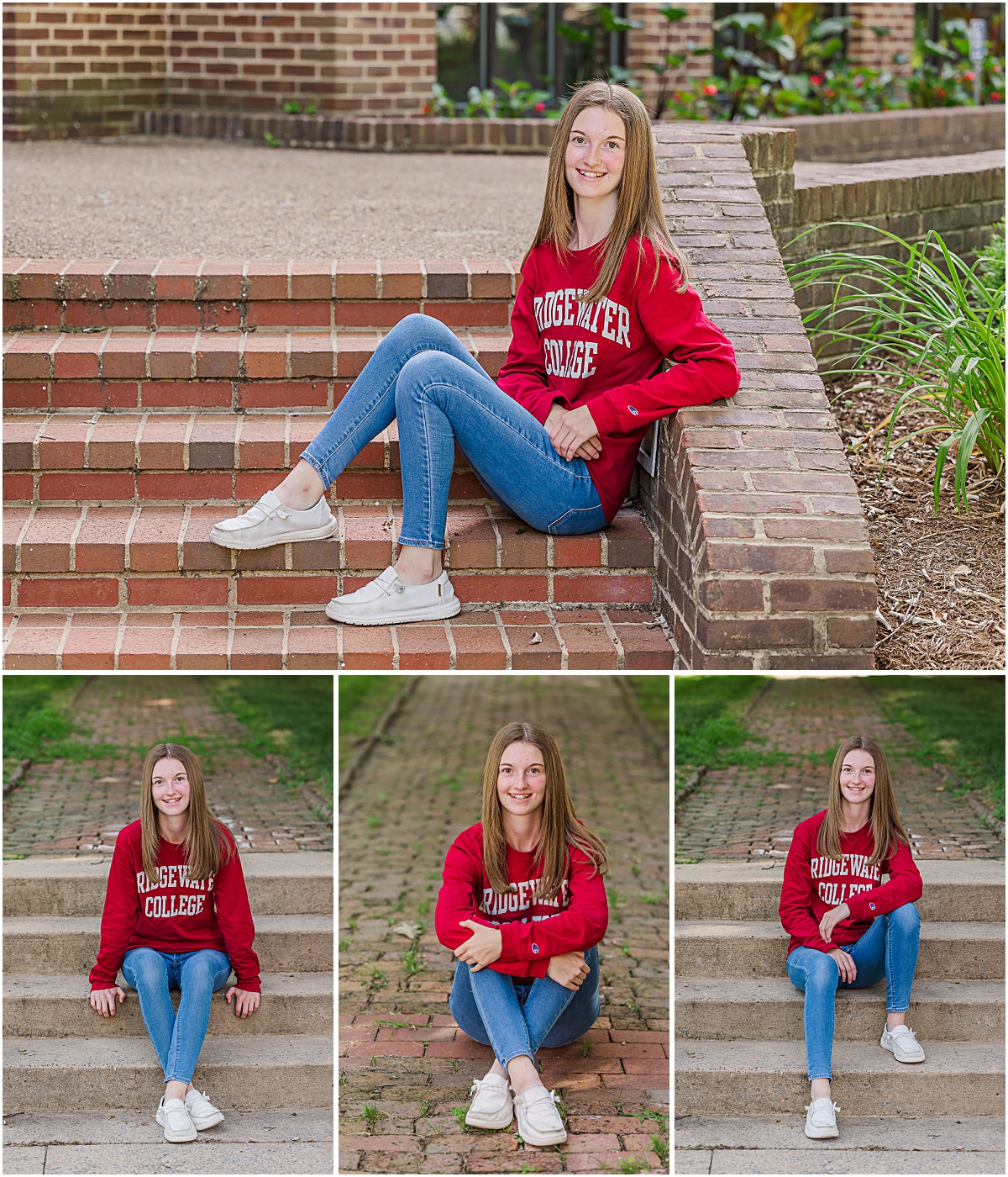 Jerica posing in her Bridgewater College sweatshirt